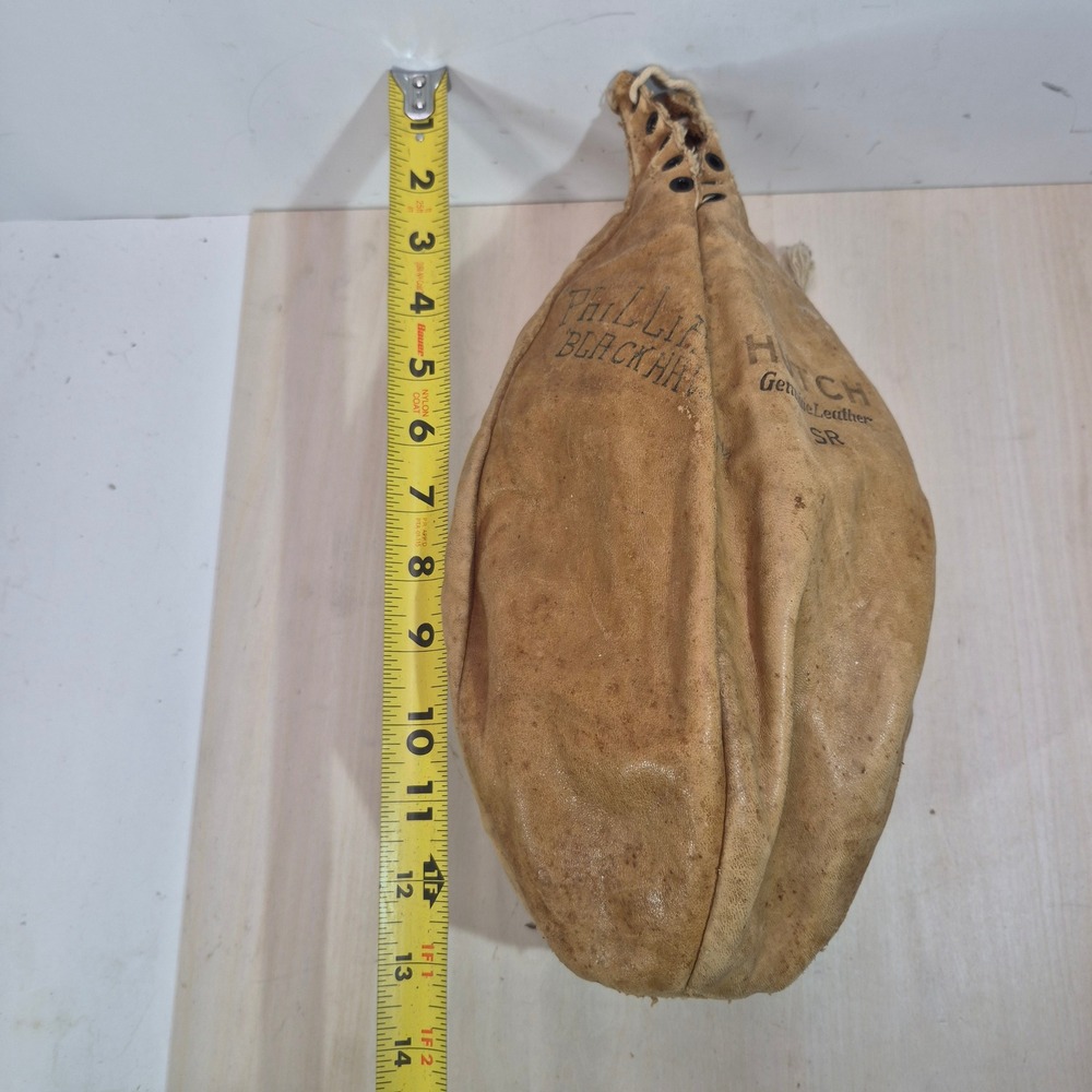 Vintage Hutch SR Genuine Leather Speed Bag Inscribed Phillies Blackhawk Boxing - Picture 7 of 7